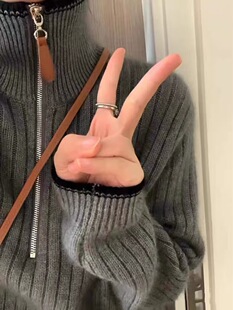 高领半拉链100纯羊毛衫女2024年秋冬季宽松翻领欧货高端加厚毛衣