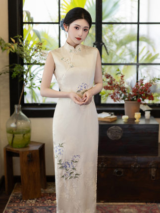 新中式刺绣精品华韵无袖苏州长款旗袍改良年轻款2026新款女高级感