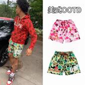 学生网眼透气速干训练三四分裤 夏季 男潮牌复古篮球裤 运动短裤 美式