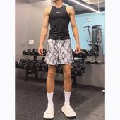 短裤 健身外穿运动篮球裤 男款 潮牌复古三四分蛇纹速干裤 子 夏季 美式