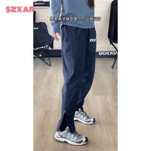 3V3体育生训练田径裤男藏蓝色冲锋裤男春秋速干半拉链修身小脚裤