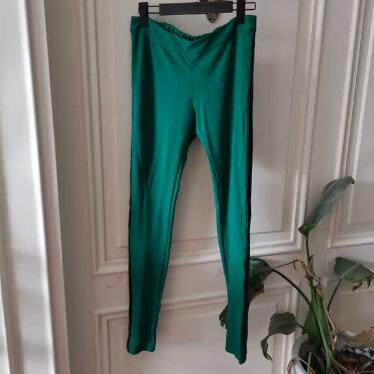 意大利时装 拼色 松紧腰围 打底裤 舒适百搭 绿色拼黑色