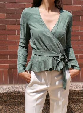 设计师 一片式 围裹 复古 小XING感 垂褶摆 上衣