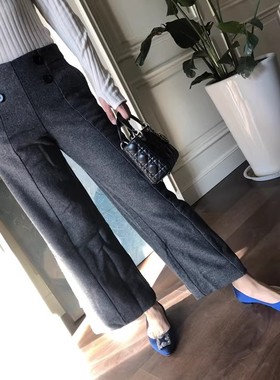 S*家 ZHENG ！ 厚 实 有 型 复 古 百 搭 阔腿裤 灰黑