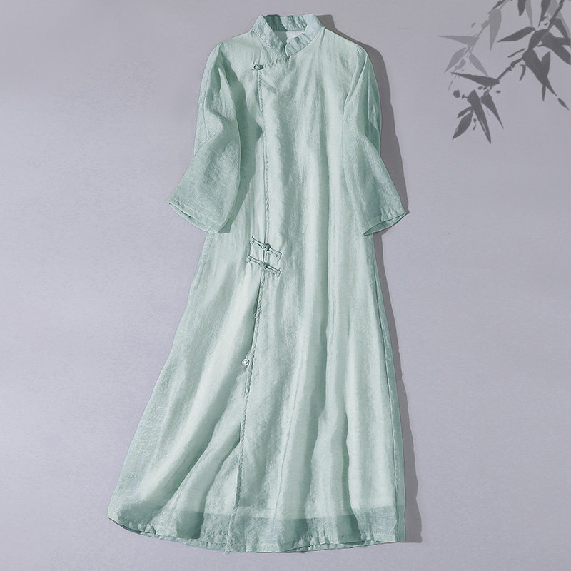 中国风仙气茶服春夏新款古典女装年轻款改良旗袍连衣裙禅意茶人服