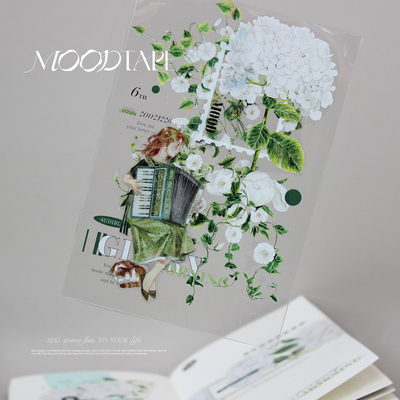 moodtape.茶白山茶花朵轻复古手帐贴纸咕卡文具装饰mood和纸胶带