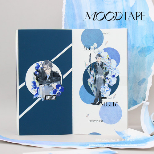 moodtape.不会失去的蓝色人物原创手帐胶带咕卡贴纸pet和纸文具