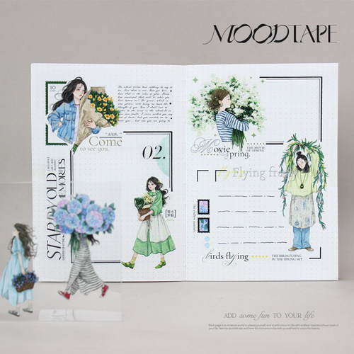 moodtape.自然一刻人物原创手帐胶带咕卡贴纸pet和纸景物胶带文具