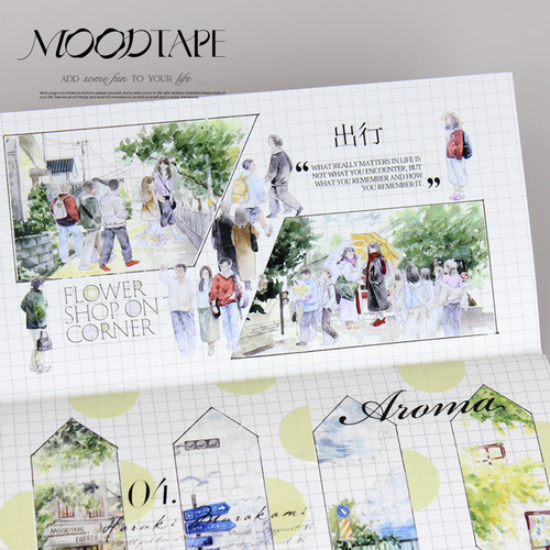 moodtape路人夏日海街可爱人物原创手帐胶带咕卡贴纸和纸胶带文具