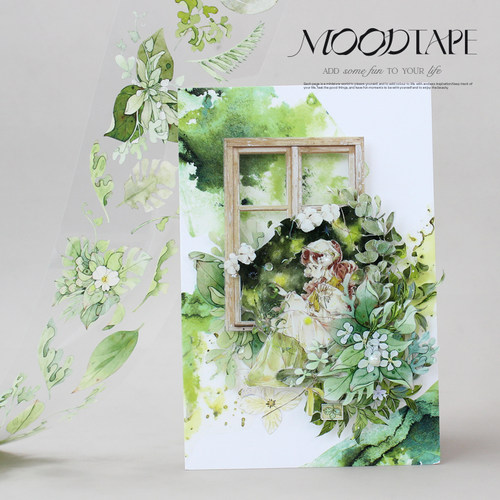 moodtape.叶之盛放人物原创手帐胶带咕卡贴纸pet和纸景物胶带文具
