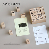 moodtape.Cafe原创手帐方盒木质印章橡皮章文字套装 mood文具印章
