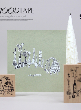 moodtape.烛台树花瓶原创手帐木质印章橡胶皮章文具mood可爱手帐