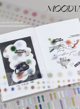 moodtape弥散圆指向箭头圆圈切模原创设计手帐胶带咕卡贴纸mood
