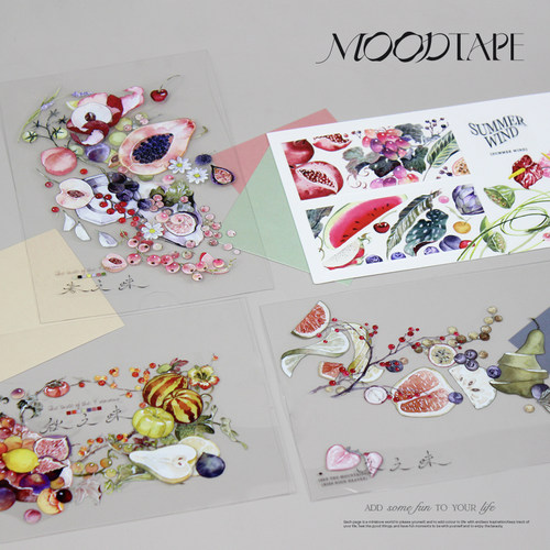 moodtape.春夏秋冬水果基础原创手帐胶带咕卡贴纸pet和纸胶带文具