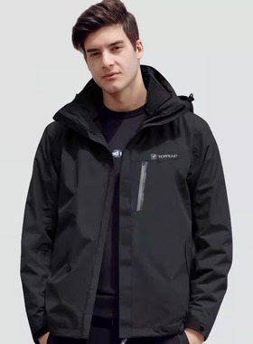 探路者冲锋衣男款 冬季户外运动防风防水三合一登山服TAWWCK91970