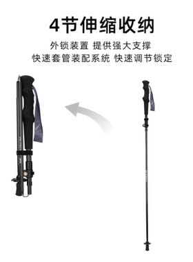 探路者登山杖 户外爬山防滑伸缩轻便折叠碳纤维手杖TEKKBL90913
