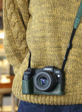 佳能R50保护套R8R10R5R6二代相机真皮牛皮配件相机包壳RPR7