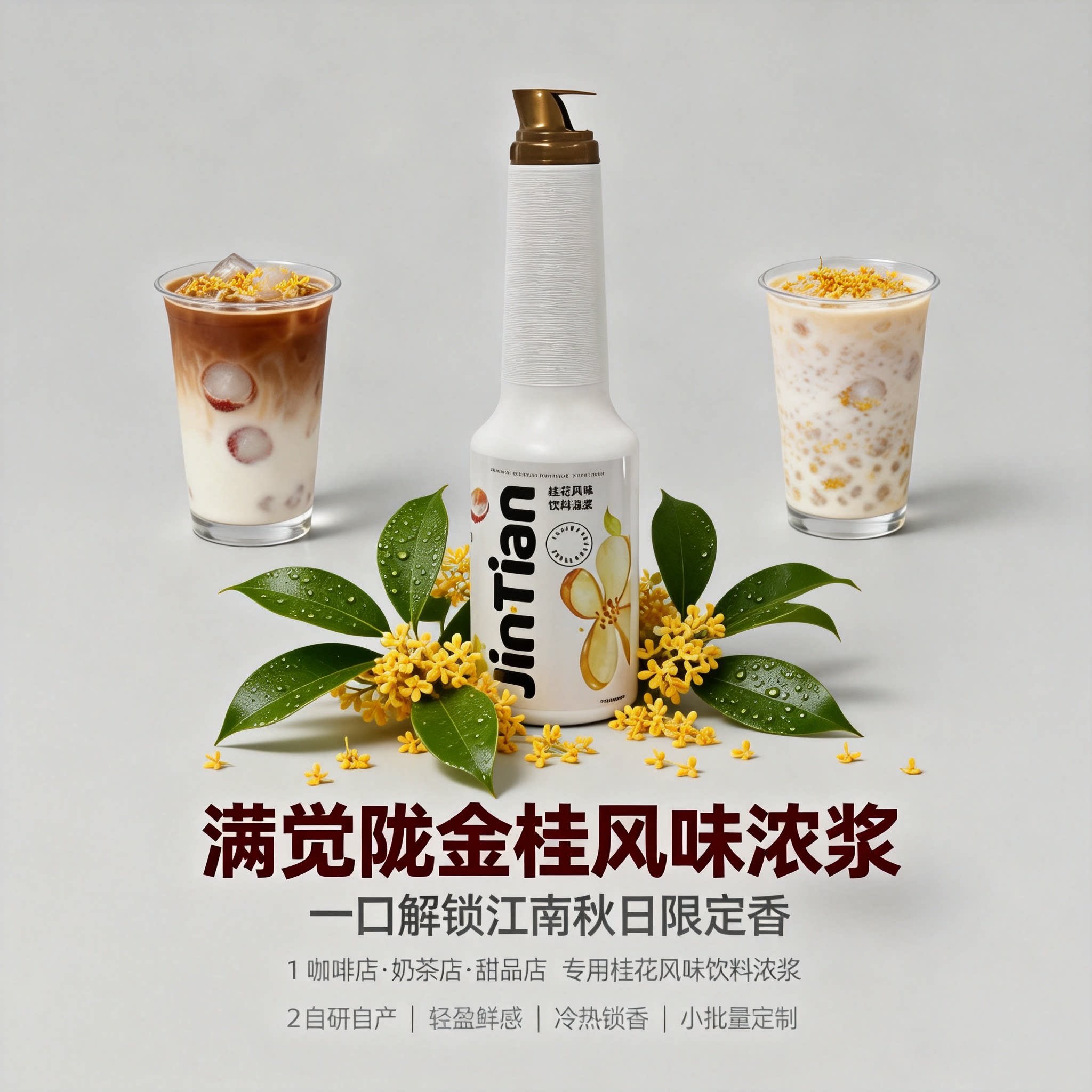 香美仑正品桂花糖浆金桂拿铁商用咖啡调酒桂花米酿冰酿奶茶专用