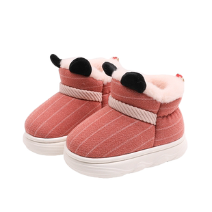 冬季儿童棉鞋包跟女小童高帮保暖宝宝鞋男大童室内外防滑家居拖鞋