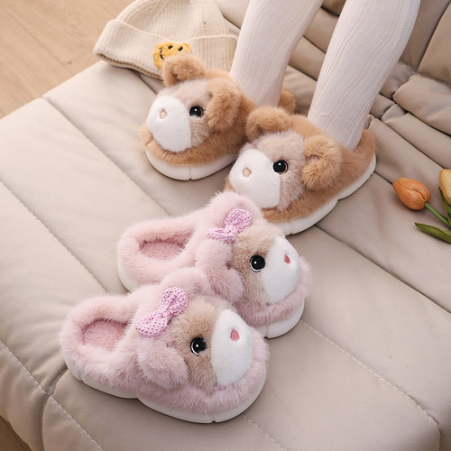 秋冬卡通儿童室内防滑厚底毛毛鞋