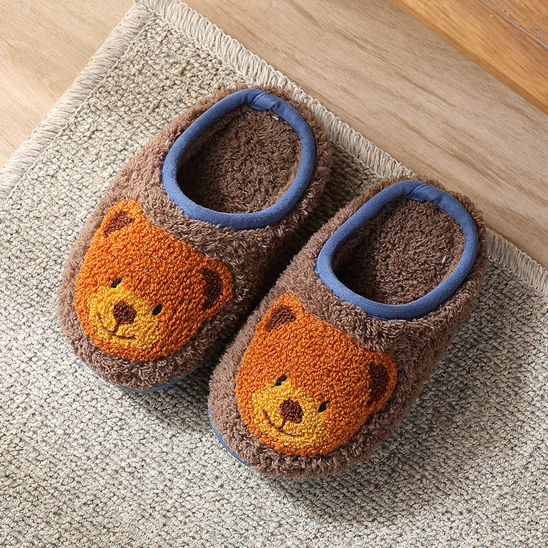 搭档兔卡通小熊儿童秋冬季棉拖鞋