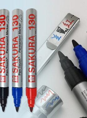 SAKURA樱花记号笔XPK130黑红蓝油性防水防酒精溶解金属工业马克笔