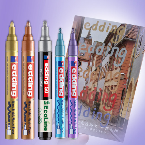 金属蓝色记号笔edding绘画签名笔