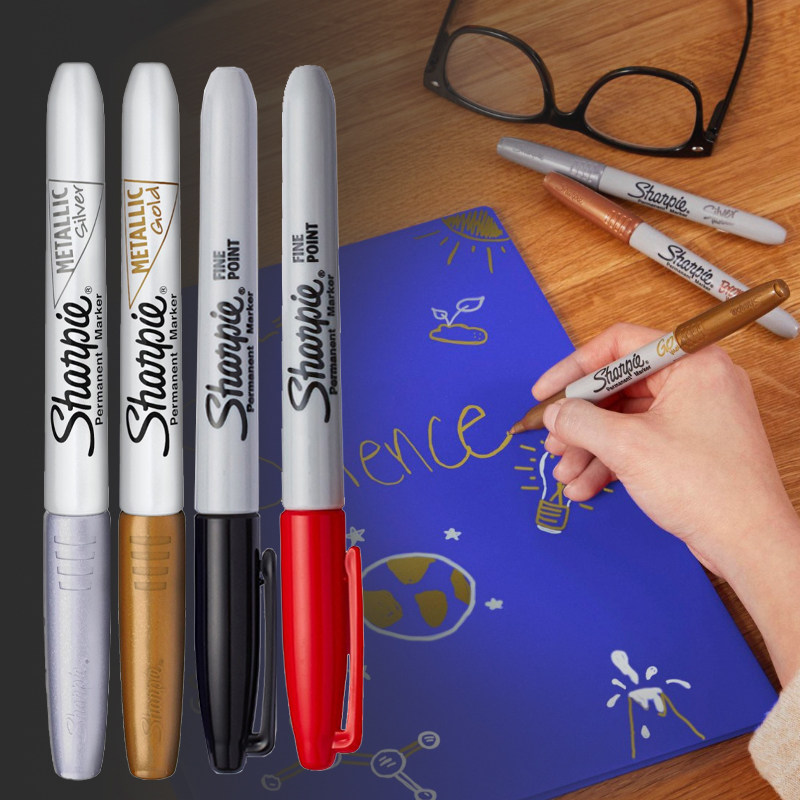 三福锐意sharpie金色签字笔签名笔美术黑色卡纸马克笔银色记号笔_虎窝淘