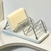 肥皂盒不锈钢陶瓷皂碟创意w型家用卫生间沥水肥皂托香皂置物架子