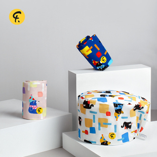 法然/Faran 卡通全棉手术帽医生护士工作帽无檐帽猫熊奇遇男女夏