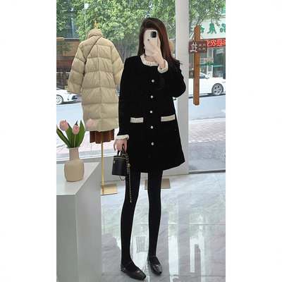 法式赫本风黑色长袖连衣裙女小个子显瘦配大衣内搭小黑裙外套秋冬