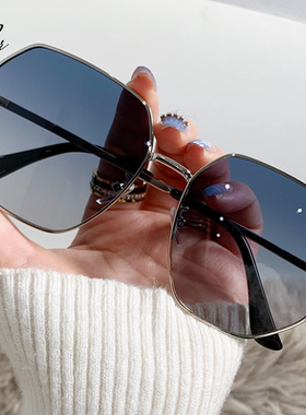墨镜透明蓝偏光金属多边形太阳镜