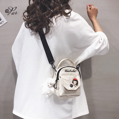 帆布迷你斜挎手机包单肩包