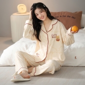 开衫 纯棉长袖 韩版 秋冬季 2025年新款 可外穿家居服套装 睡衣女春秋款