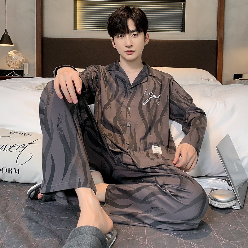 2023年新款睡衣男秋季纯棉长袖开衫简约学生秋冬可外穿家居服套装,女士内衣/男士内衣/家居服,睡衣/家居服套装,淘宝优惠券,粉丝福利购,淘宝优惠卷