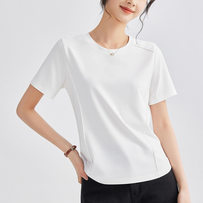 短袖t恤女夏季高端不规则白色