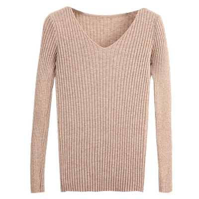 v领修身紧身内搭毛衣女士打底衫
