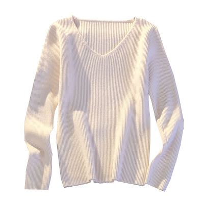 秋冬v领修身短款内搭长袖毛衣女