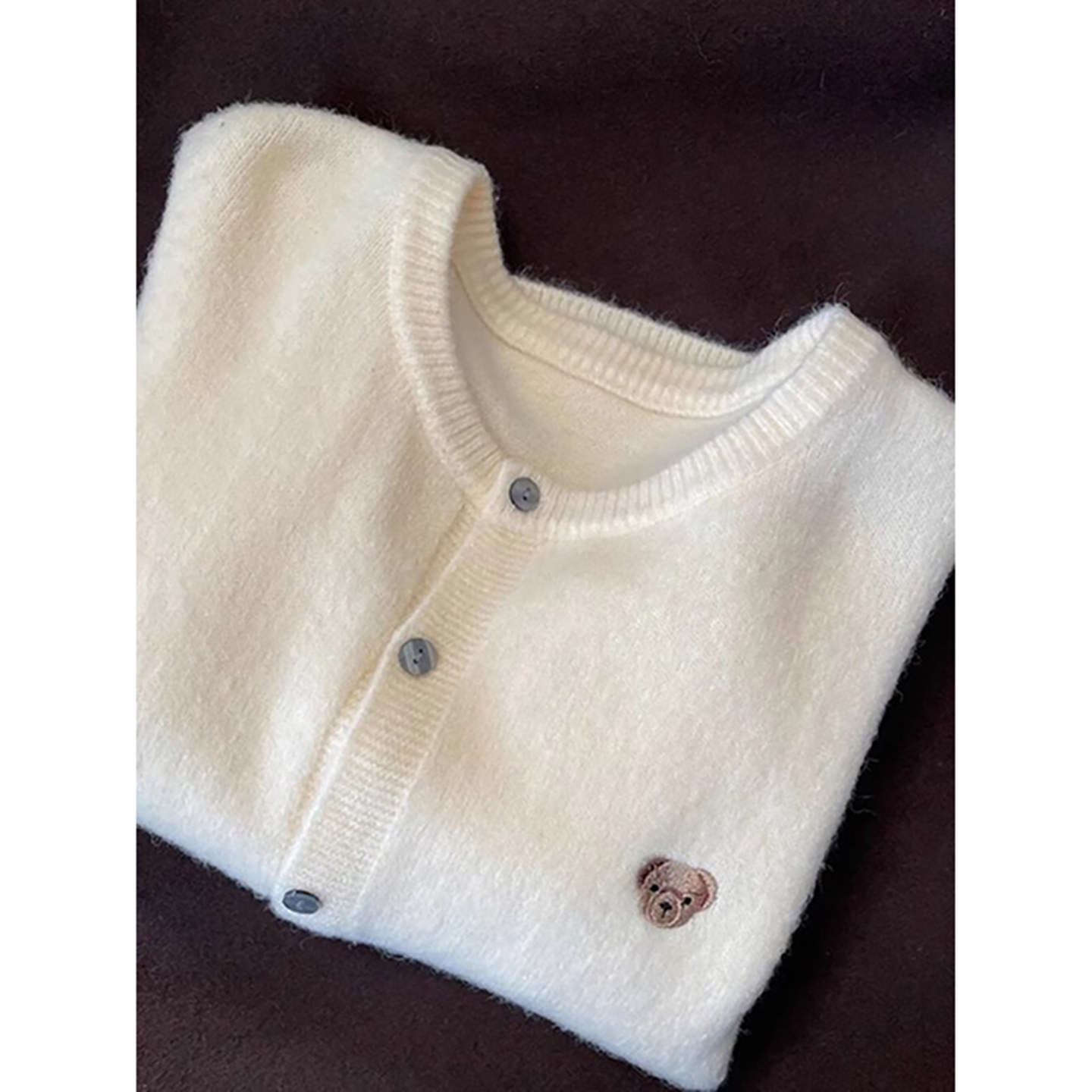 白色小熊刺绣针织开衫女秋冬季新款软糯慵懒风毛衣外套高级感上衣,女装/女士精品,毛针织衫,淘宝优惠券,粉丝福利购,淘宝优惠卷