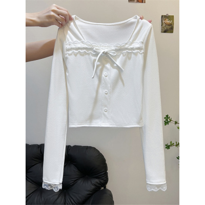 秋冬方领内搭t恤女长袖高级设计感可外穿加厚保暖德绒打底衫上衣