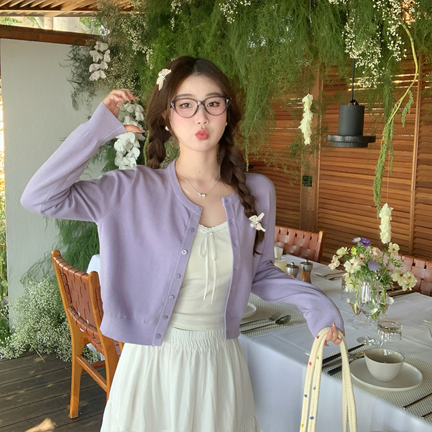 春秋冬季2025新款韩系圆领针织开衫上衣小个子短款外穿毛衣外套女