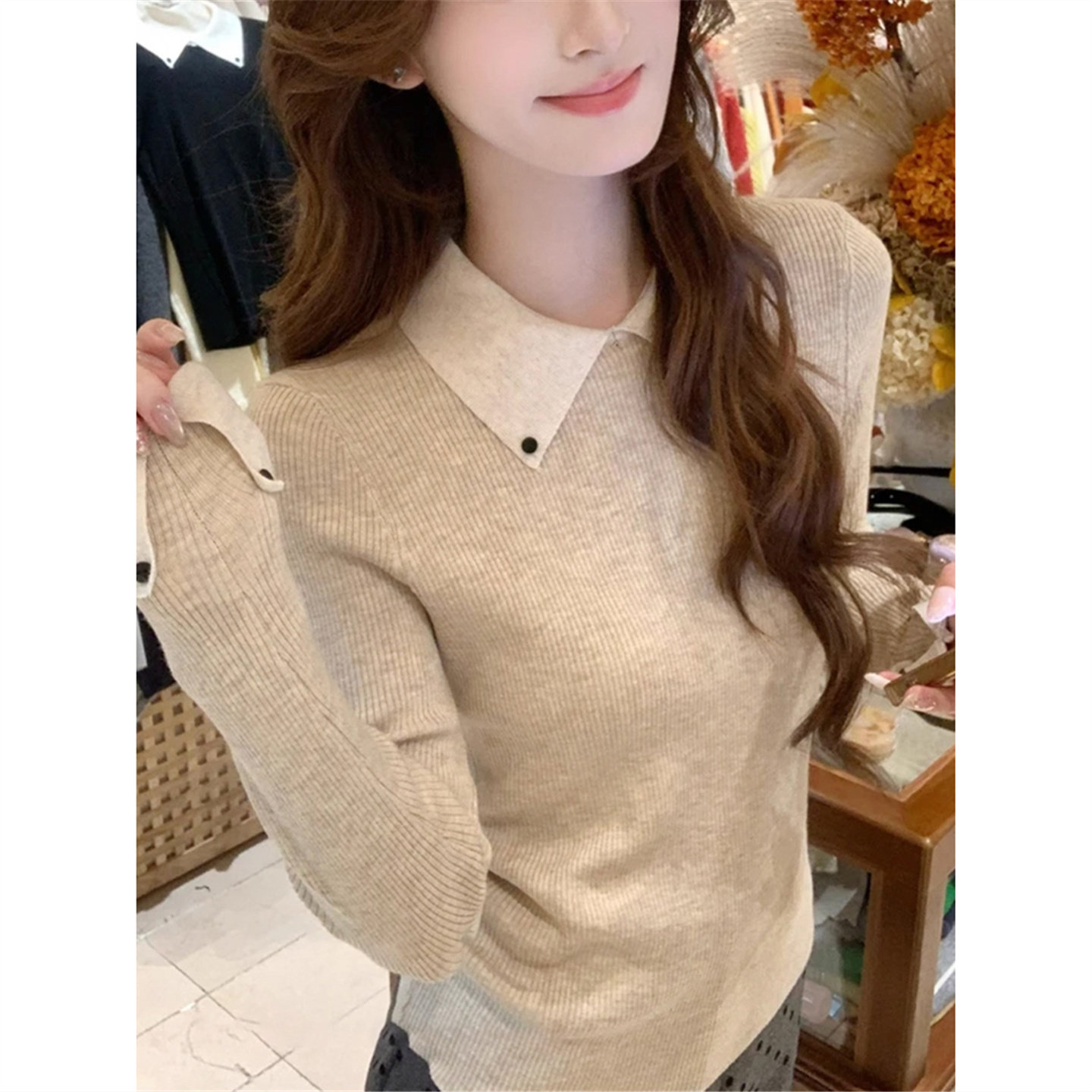 法式高级感老钱风翻领长袖打底针织衫上衣秋冬季Polo领内搭毛衣女,女装/女士精品,毛针织衫,淘宝优惠券,粉丝福利购,淘宝优惠卷