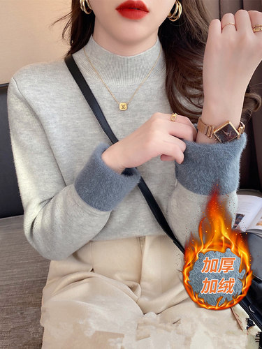 加厚加绒内搭毛衣女半高领打底衫