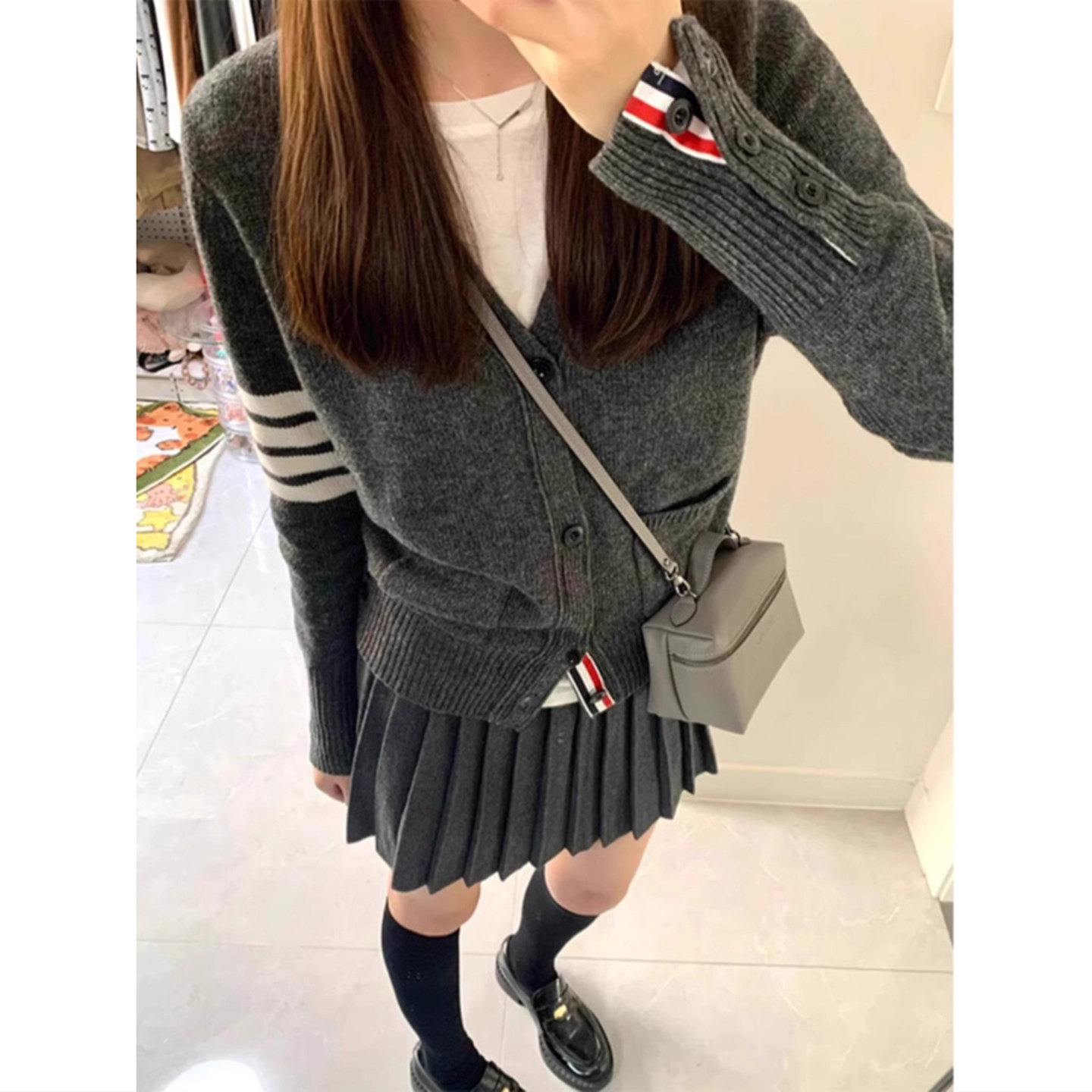 开衫毛衣女短款外套春秋2025修身灰色学院风外搭小个子针织衫上衣,女装/女士精品,毛针织衫,淘宝优惠券,粉丝福利购,淘宝优惠卷