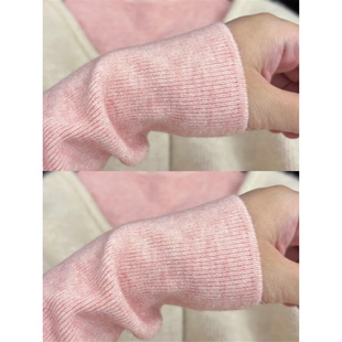 花粉色毛衣女春秋冬季韩系甜美半高领修身紧身长袖打底针织衫上衣