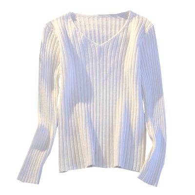 v领修身内搭长袖打底针织衫女士