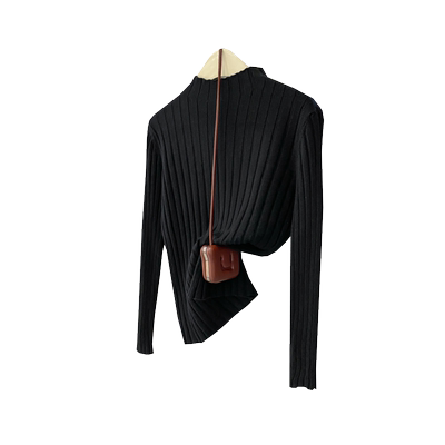 半高领修身紧身黑色毛衣女打底衫