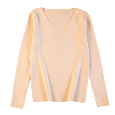 春秋薄款内搭v领毛衣女士打底衫
