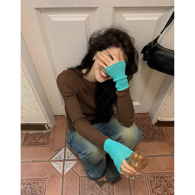 纯欲辣妹风长袖针织打底衫女内搭可外穿2025秋冬新款显瘦修身上衣