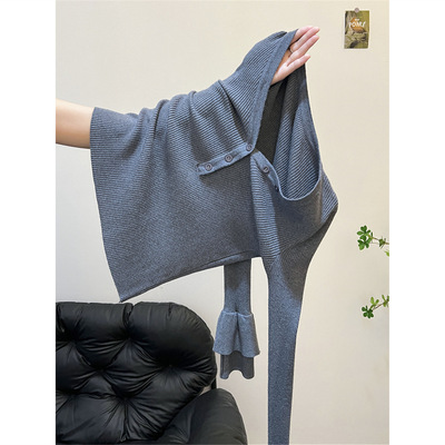 秋冬季法式高级感气质百搭修身长袖打底针织衫上衣灰色毛衣女内搭